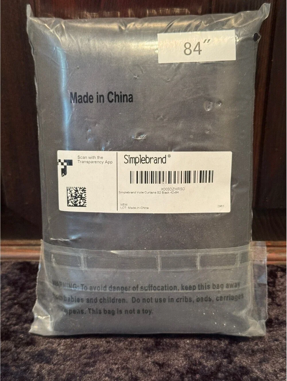 Simplebrand Voile S2 Black Sheers 42x84